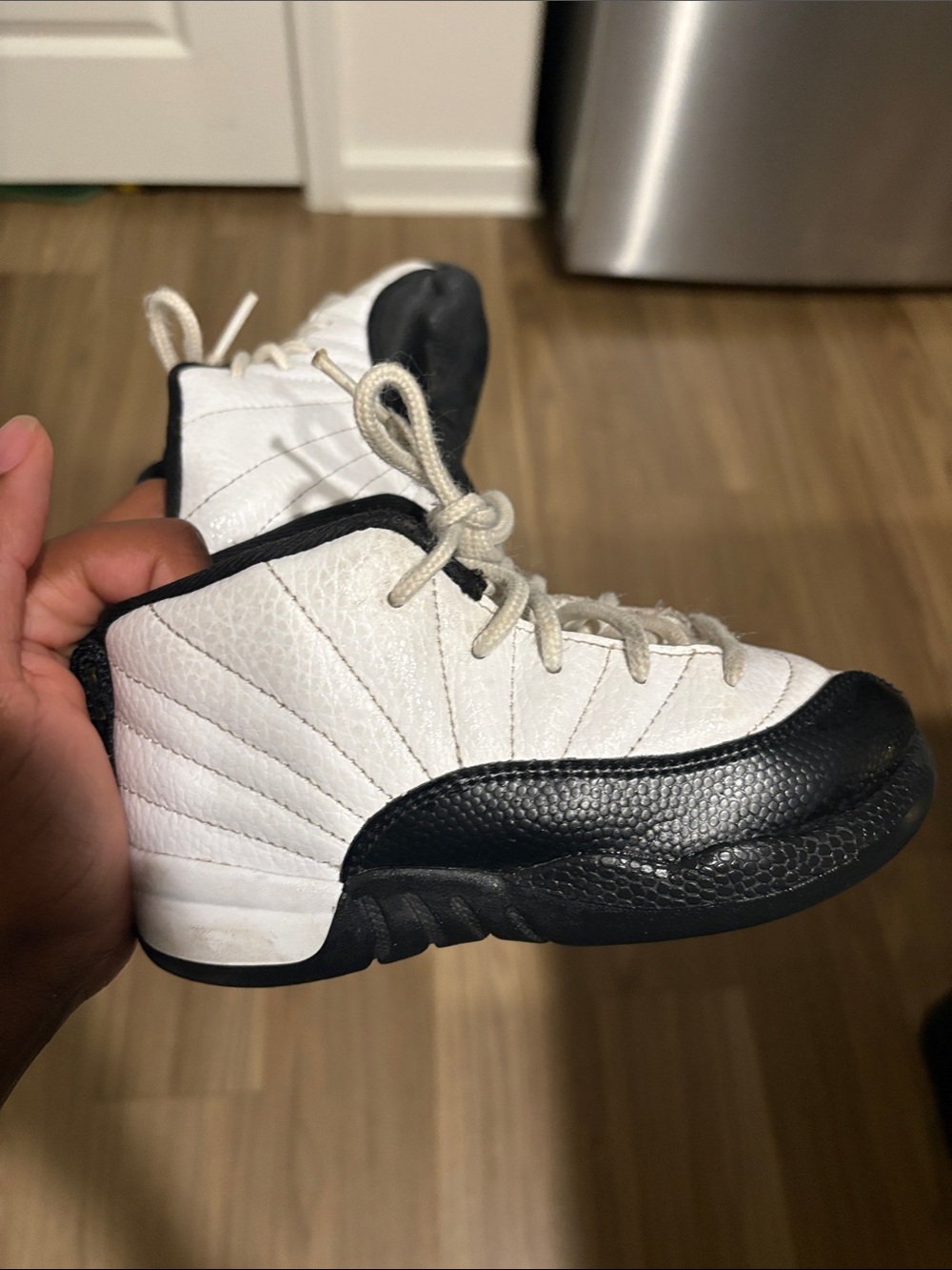 Nike Air Jordan 12 Retro Taxi White Black Toddler Size 10C Kids Sneakers Shoes